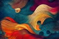 Abstract painting waves as background. Generative AI