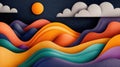 Colorful abstract paper cut landscape art Royalty Free Stock Photo
