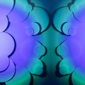Colorful abstract pattern with circles in radial gradient light of purple, aqua, turquoise, violet color with shadows, top view