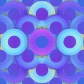 Colorful abstract pattern design of circles with a predominantly blue background. 3d rendering digital illustration Royalty Free Stock Photo