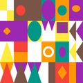 Colorful abstract pattern design featuring geometric shapes arranged in a vibrant, eye-catching composition. Royalty Free Stock Photo