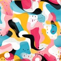 Colorful abstract pattern with fluid brushstrokes and whimsical topography (tiled)