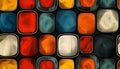 A colorful abstract pattern of squares in various hues and textures. Royalty Free Stock Photo