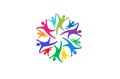 Colorful People Group Team Logo Design Illustration