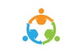 Colorful Abstract People Circle Three Characters Logo