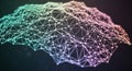 Colorful abstract plexus network with glowing interconnected nodes representing data and technology Royalty Free Stock Photo