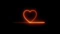 Colorful abstract plus line neon blazing symbol sign on black background. Heart beat neon line glowing moving motion. Royalty Free Stock Photo