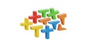 Colorful abstract plus and Tshaped blocks in various colors isolated on a white background Royalty Free Stock Photo