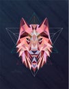 Colorful abstract polygonal wolf head