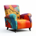 Colorful Abstract Print Chair: A Storybook-like, Romantic And Vibrant Armchair