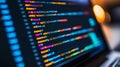 Colorful, Abstract Programming Code on a Computer Screen. The Future of Software Development. Royalty Free Stock Photo