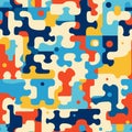 A colorful abstract puzle seamless pattern Royalty Free Stock Photo