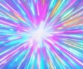 Colorful abstract radiant flash. Explosion hyper acceleration race for speed in futuristic outer space