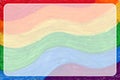 Colorful Abstract Rainbow Background Texture Frame With Copy Space For Text Drawn With Oil Pastels On Paper