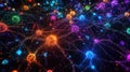 Colorful abstract representation of interconnected neurons in a network Royalty Free Stock Photo