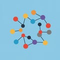 A colorful abstract representation of a molecular structure on a light blue background. Royalty Free Stock Photo