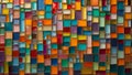 Colorful abstract retro glass square mosaic tile texture background. Autumn colors.