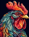 Colorful abstract rooster portrait. Generative Ai Royalty Free Stock Photo