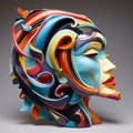Colorful Abstract Sculpture Of A Saleswoman\'s Face
