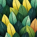 Seamless Tropical Leaves Background Vector With Hyper-detailed Illustrations