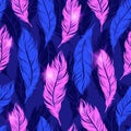 Colorful Abstract seamless pattern with pink feathers symbols on