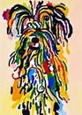 Colorful Abstract Shaggy Dog Portrait Painting