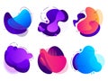 Colorful abstract shapes. Saturated fluid gradients flux, organic shape with lines and dotted patterns vector background elements Royalty Free Stock Photo