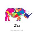 Colorful abstract silhouette of rhinoceros.