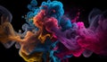 Colorful abstract smoke isolated on black background. Fantasy fractal art. 3D rendering Royalty Free Stock Photo