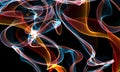 Colorful Abstract smoke lines wallpaper, Shapes created with lines in the space. Creative neon color. Modern abstract background