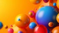 Colorful Abstract Spheres on a Vibrant Orange Background