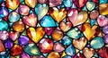 Colorful abstract stained glass mosaic window with background heart shaped pattern.Art vintage style decoration Royalty Free Stock Photo