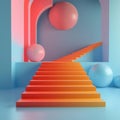 Colorful Abstract Steps with Geometric Shapes generated using AI.