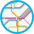 A colorful abstract subway, metro vector map