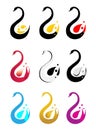 Colorful Abstract Swan, snake logo icon set symbol Royalty Free Stock Photo