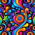 Colorful abstract swirl pattern with vibrant flowing shapes and curves creating a decorative background design in a dynamic Royalty Free Stock Photo