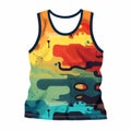 Colorful Abstract Tank Top With Splashed Designs