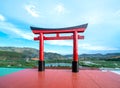 Colorful abstract temple gate symbol in the park