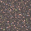 Colorful abstract terrazzo floor on gray seamless pattern, vector