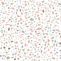 Colorful abstract terrazzo floor on white seamless pattern, vector