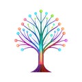 Colorful Abstract Tree with Spherical Elements Representing Growth and Connectivity on White Background Royalty Free Stock Photo