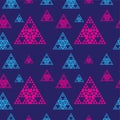 Colorful Abstract Triangles Shape Ornament. Triangular Geometric Seamless Pattern Design Template. Royalty Free Stock Photo