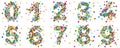 Colorful Abstract Vector Confetti Numbers Set