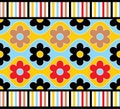 Colorful abstract vector flower line border design Royalty Free Stock Photo