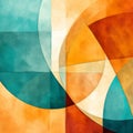 Abstract Design Of Colorful Circles In Soft Cubism Style