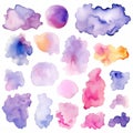 Colorful Abstract Watercolor Clipart Texture Set On White Background, Multiple Color Watercolor Clipart. Generative AI Royalty Free Stock Photo