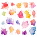 Colorful Abstract Watercolor Clipart Texture Set On White Background, Multiple Color Watercolor Clipart. Generative AI Royalty Free Stock Photo