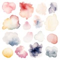 Colorful Abstract Watercolor Clipart Texture Set On White Background, Multiple Color Watercolor Clipart. Generative AI Royalty Free Stock Photo