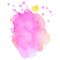 Colorful abstract watercolor stain with splashes and spatters. Modern creative background for trendy design. Royalty Free Stock Photo