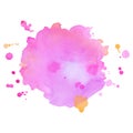 Colorful abstract watercolor stain with splashes and spatters. Modern creative background for trendy design. Royalty Free Stock Photo